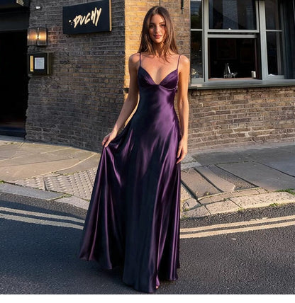 Silky matte satin strapless dress for women with side zipper, high waist, form-fitting and sexy, long skirt