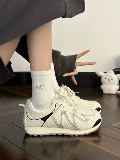 Women's Style Autumn New Product Fashionable Bestseller White Sneakers with Wide-leg Pants for Casual and Sports Shoes